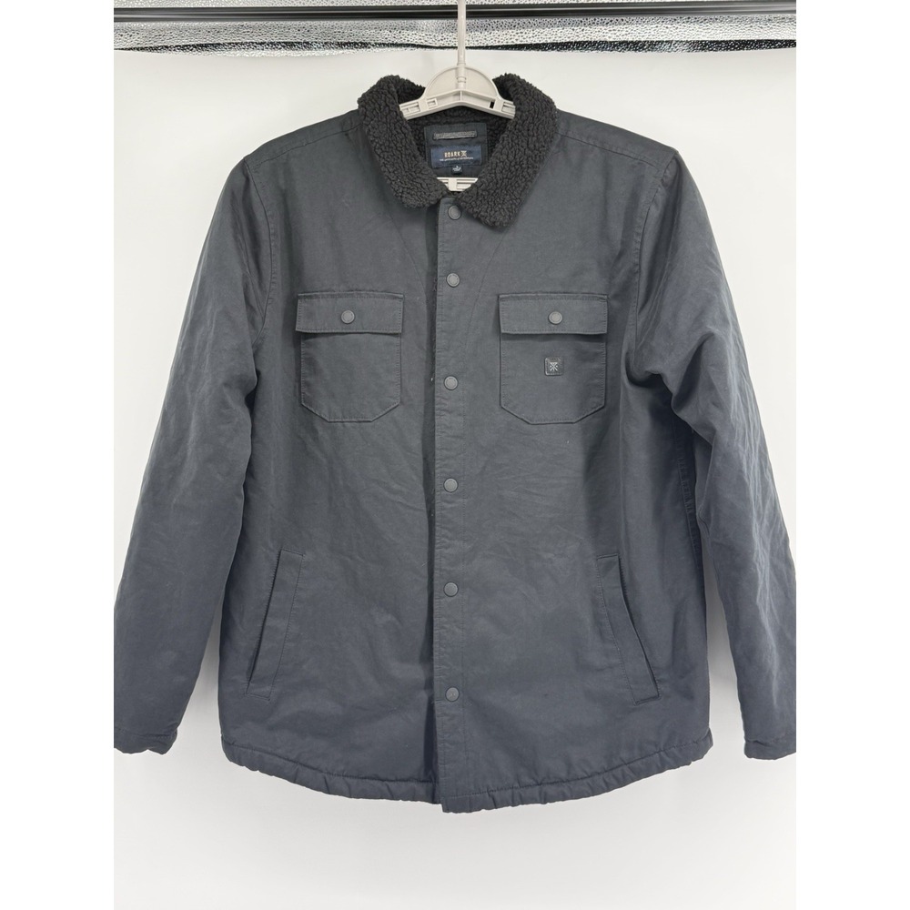 Roark Men's Hebrides Jacket, Sherpa LIned Snap Front Coat Black Sz Large